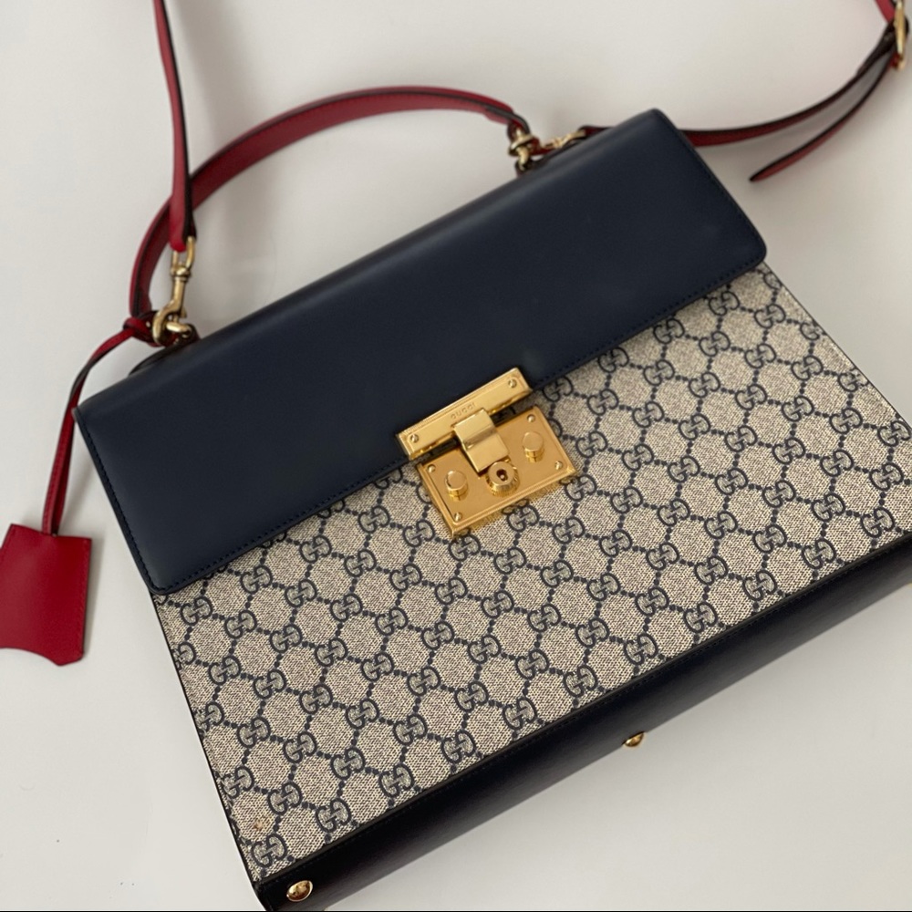 Gucci GG Supreme Medium Padlock Top Handle Bag